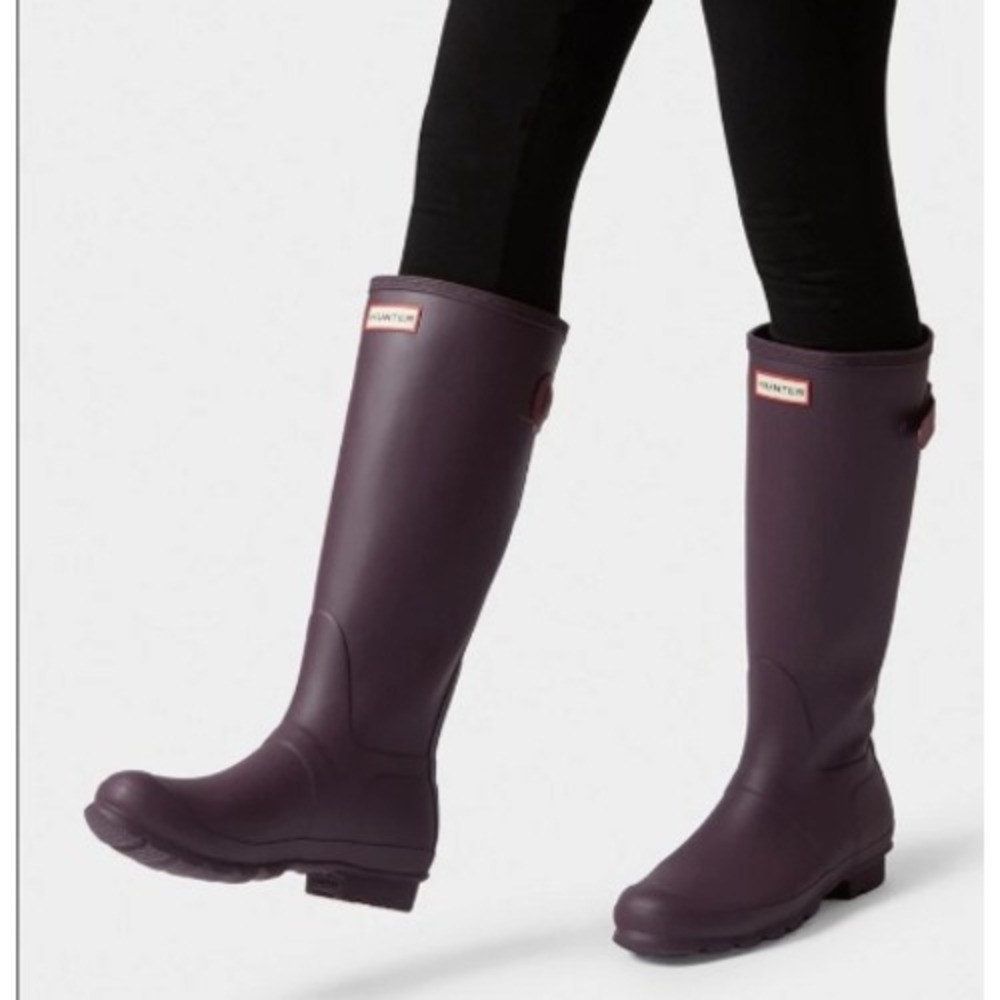 Hunter Original Back Adjustable Tall Rain Boots Plum Purple Womens 8 EU 39 UK 6